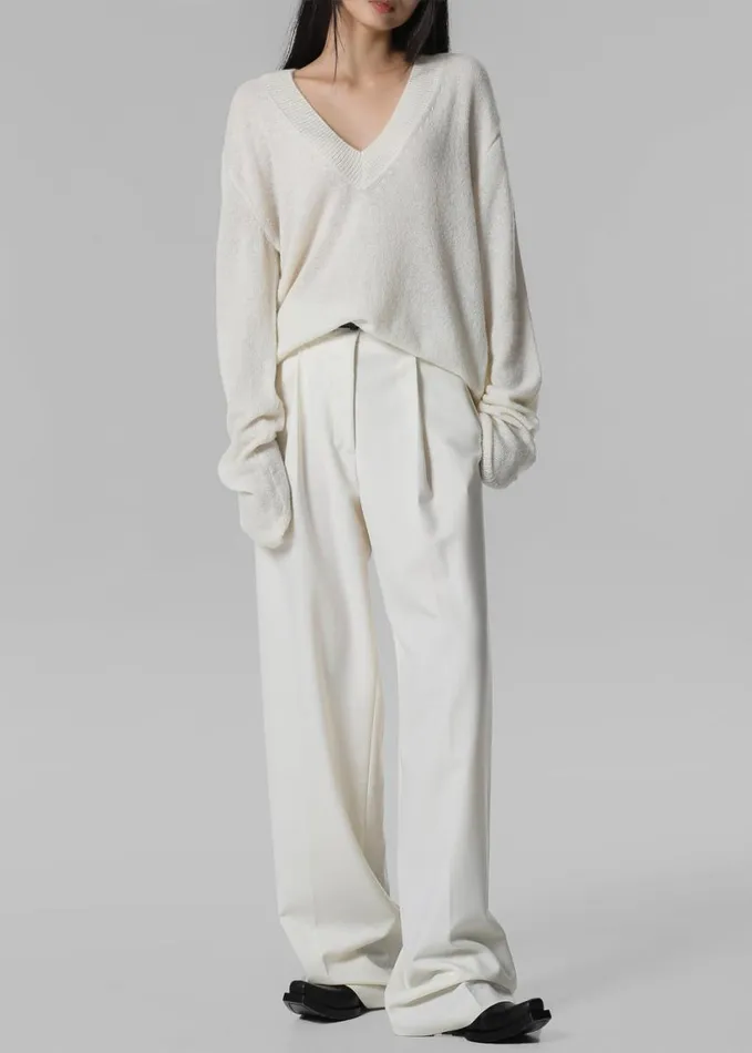 Clothing Women The Frankie Shop Brayden V Neck Sweater 8211 Cream