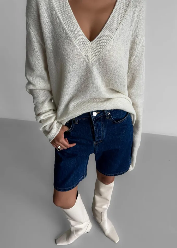 Clothing Women The Frankie Shop Brayden V Neck Sweater 8211 Cream