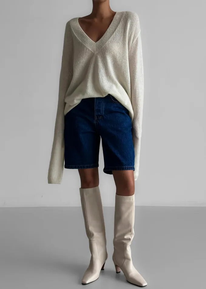 Clothing Women The Frankie Shop Brayden V Neck Sweater 8211 Cream