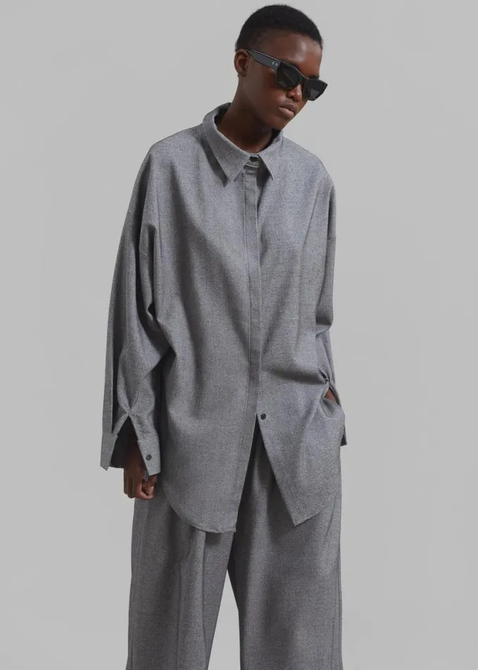 Clothing Women The Frankie Shop Casey Reversible Button Up Shirt 8211 Grey