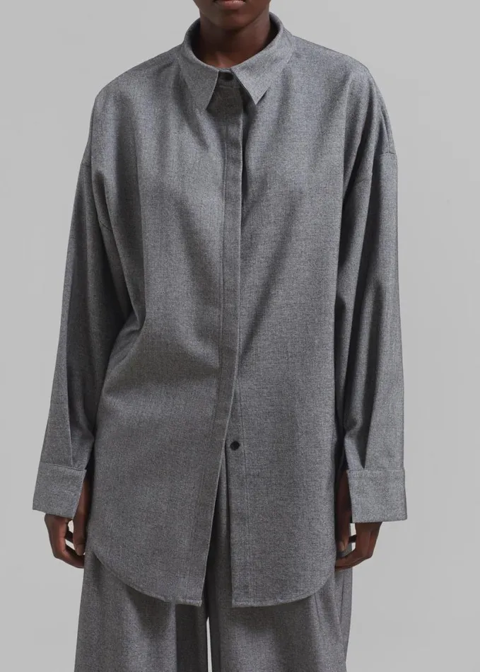 Clothing Women The Frankie Shop Casey Reversible Button Up Shirt 8211 Grey