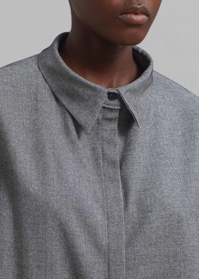 Clothing Women The Frankie Shop Casey Reversible Button Up Shirt 8211 Grey
