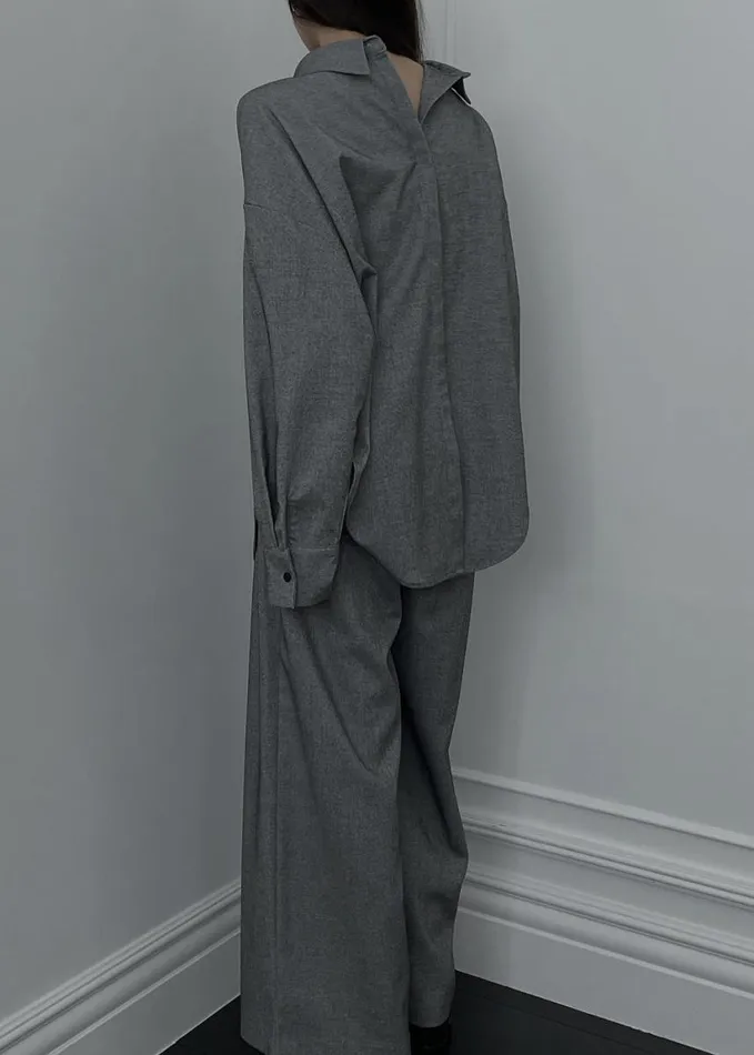 Clothing Women The Frankie Shop Casey Reversible Button Up Shirt 8211 Grey