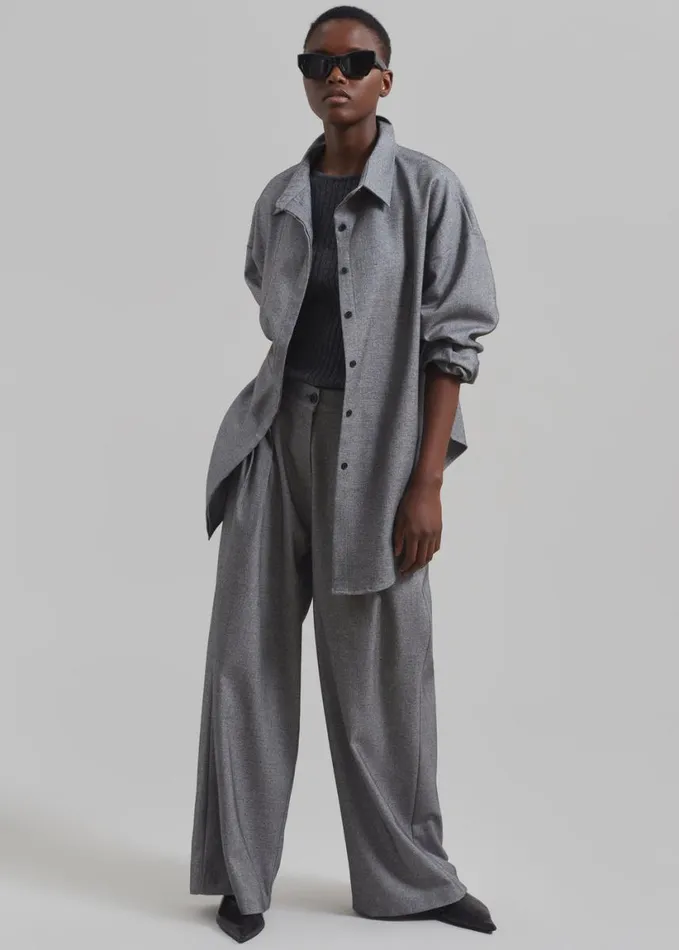Clothing Women The Frankie Shop Casey Reversible Button Up Shirt 8211 Grey