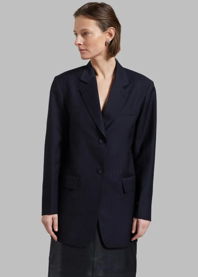 Clothing Women The Frankie Shop Cedric Open Back Blazer 8211 Navy Stripe