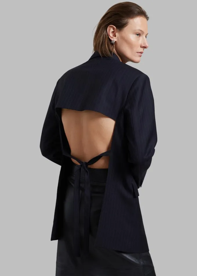 Clothing Women The Frankie Shop Cedric Open Back Blazer 8211 Navy Stripe