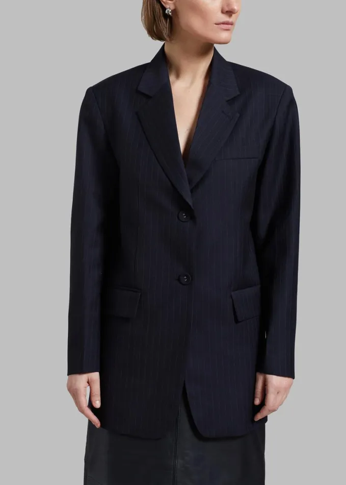 Clothing Women The Frankie Shop Cedric Open Back Blazer 8211 Navy Stripe