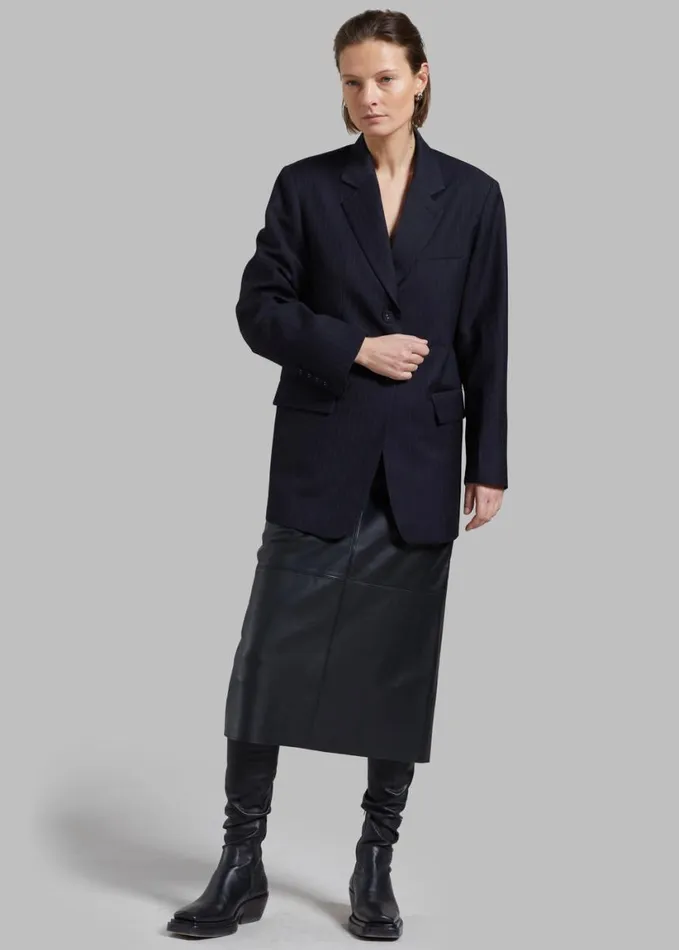 Clothing Women The Frankie Shop Cedric Open Back Blazer 8211 Navy Stripe