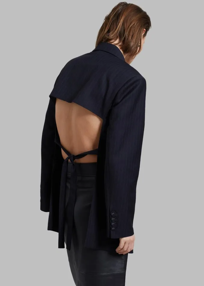 Clothing Women The Frankie Shop Cedric Open Back Blazer 8211 Navy Stripe