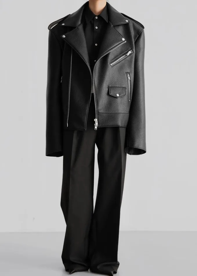 Clothing Women The Frankie Shop Chicago Oversized Biker Jacket 8211 Black