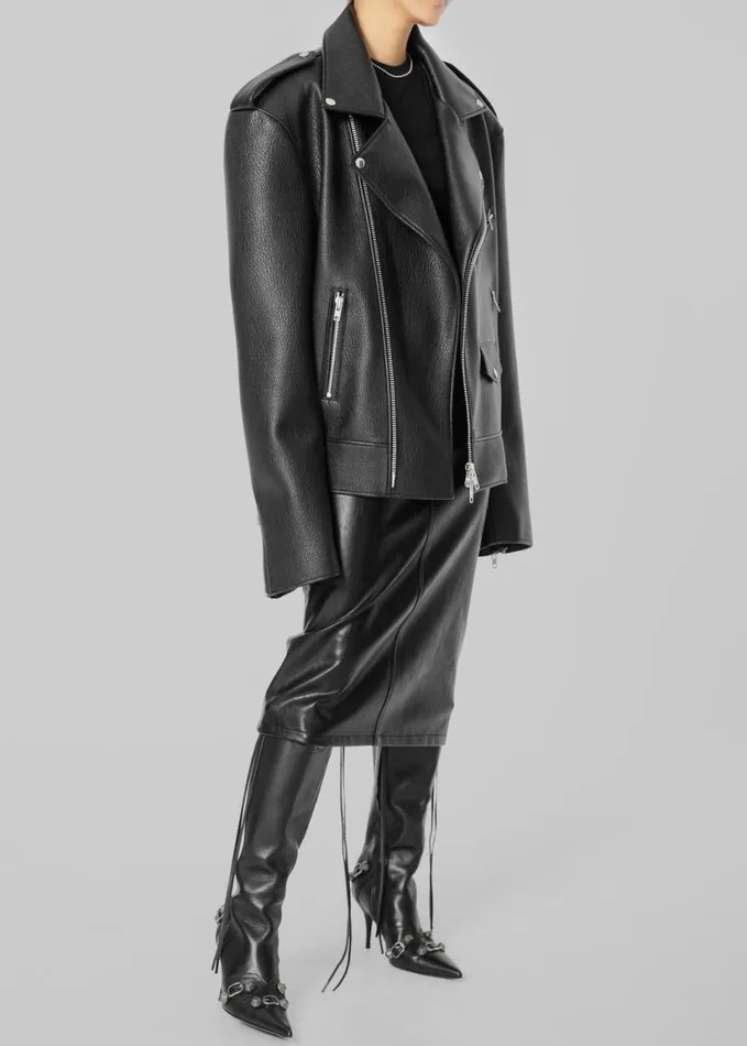 Clothing Women The Frankie Shop Chicago Oversized Biker Jacket 8211 Black