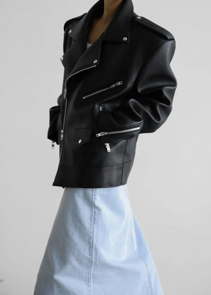 Clothing Women The Frankie Shop Chicago Oversized Biker Jacket 8211 Black
