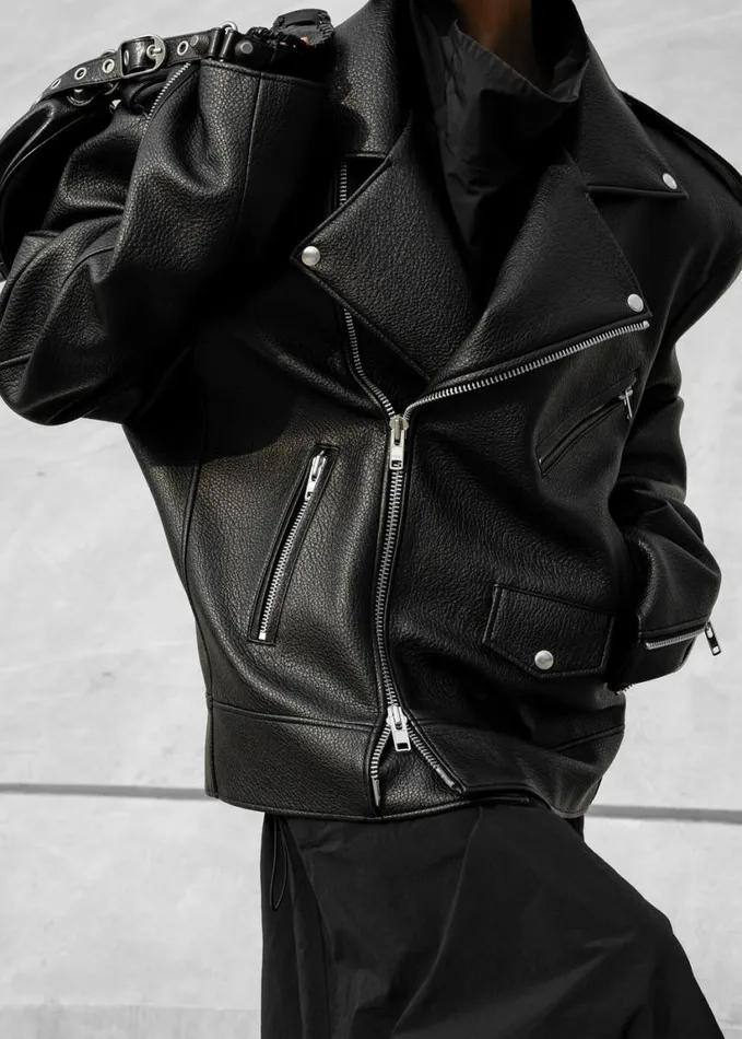 Clothing Women The Frankie Shop Chicago Oversized Biker Jacket 8211 Black