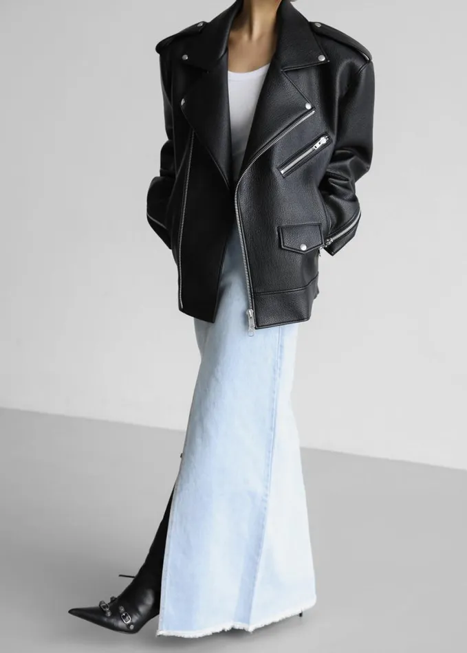 Clothing Women The Frankie Shop Chicago Oversized Biker Jacket 8211 Black