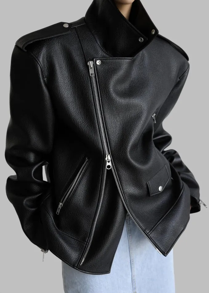 Clothing Women The Frankie Shop Chicago Oversized Biker Jacket 8211 Black