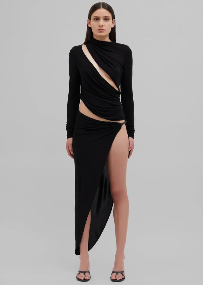 Clothing Women The Frankie Shop Christopher Esber Framed Drape Slice Dress 8211 Black