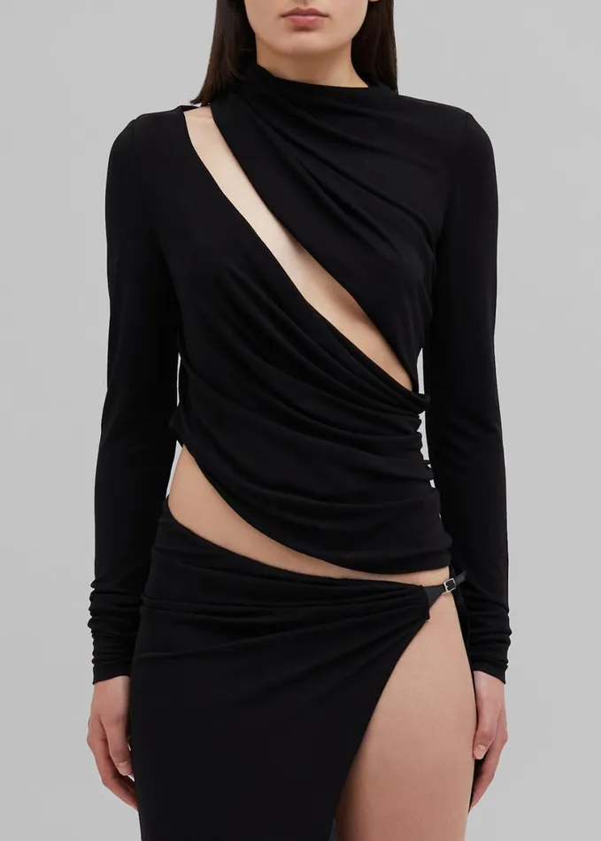 Clothing Women The Frankie Shop Christopher Esber Framed Drape Slice Dress 8211 Black