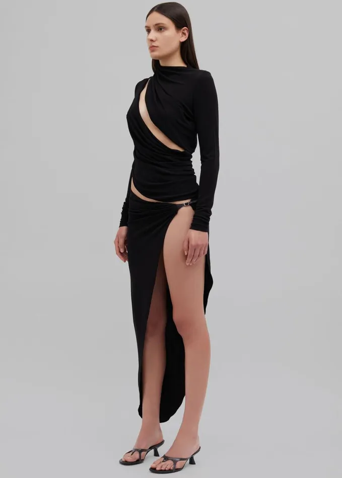 Clothing Women The Frankie Shop Christopher Esber Framed Drape Slice Dress 8211 Black