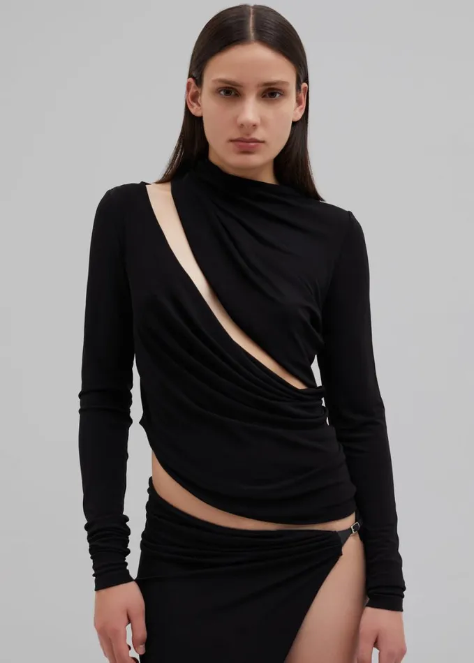 Clothing Women The Frankie Shop Christopher Esber Framed Drape Slice Dress 8211 Black