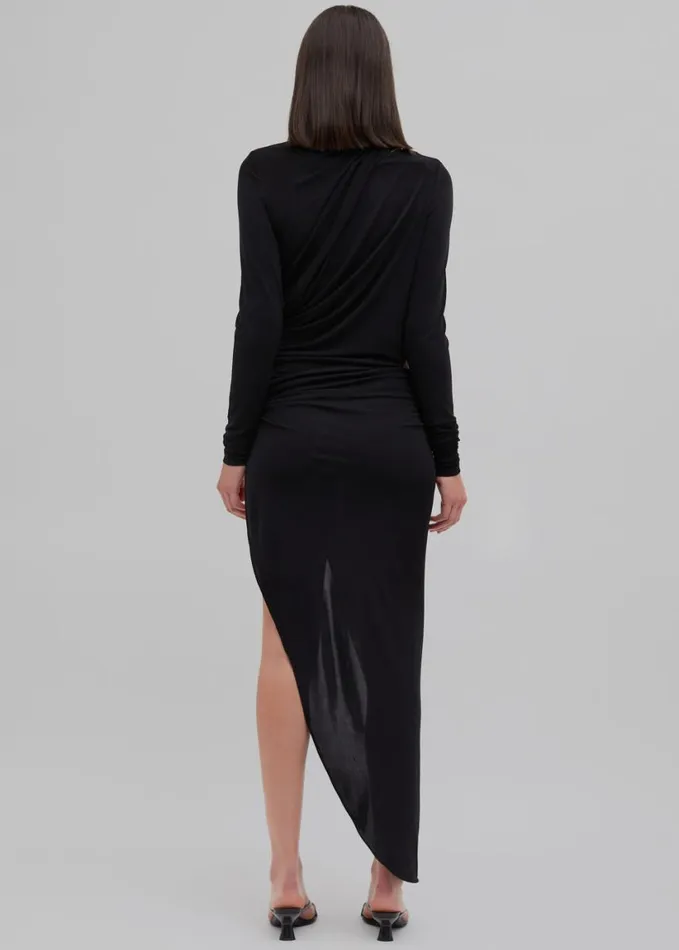 Clothing Women The Frankie Shop Christopher Esber Framed Drape Slice Dress 8211 Black