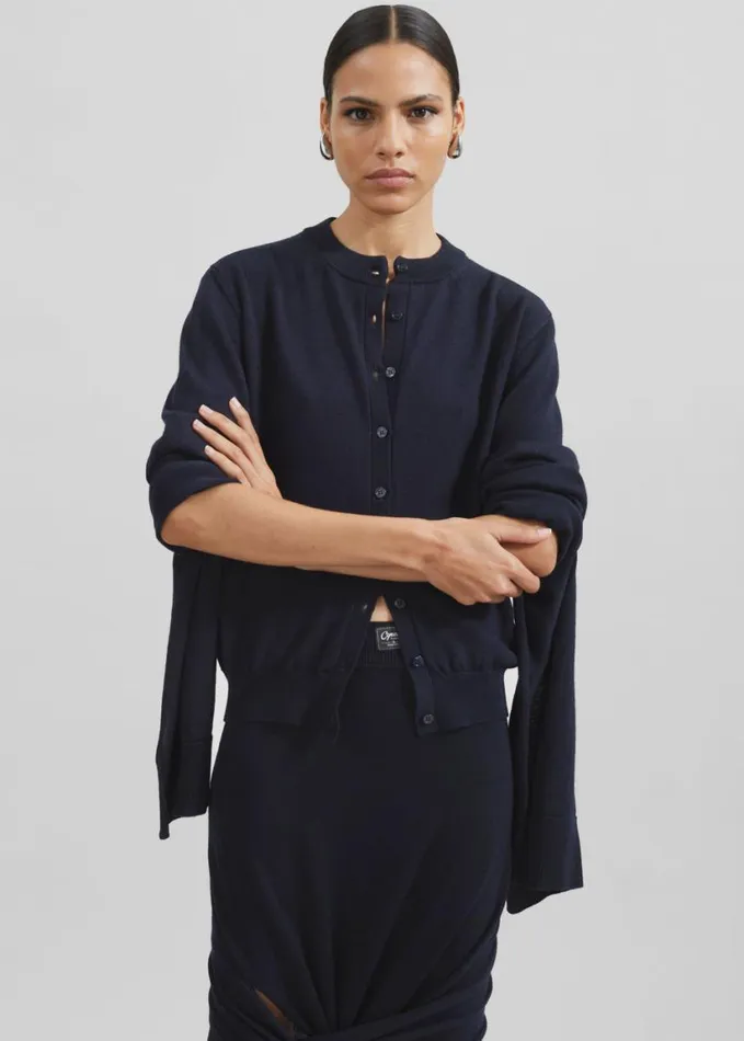 Clothing Women The Frankie Shop Coperni Knotted Sleeved Cardigan 8211 Blue