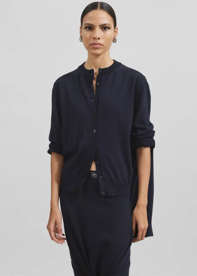Clothing Women The Frankie Shop Coperni Knotted Sleeved Cardigan 8211 Blue