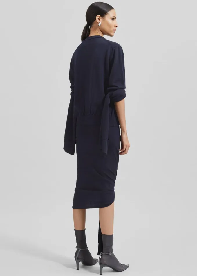 Clothing Women The Frankie Shop Coperni Knotted Sleeved Cardigan 8211 Blue