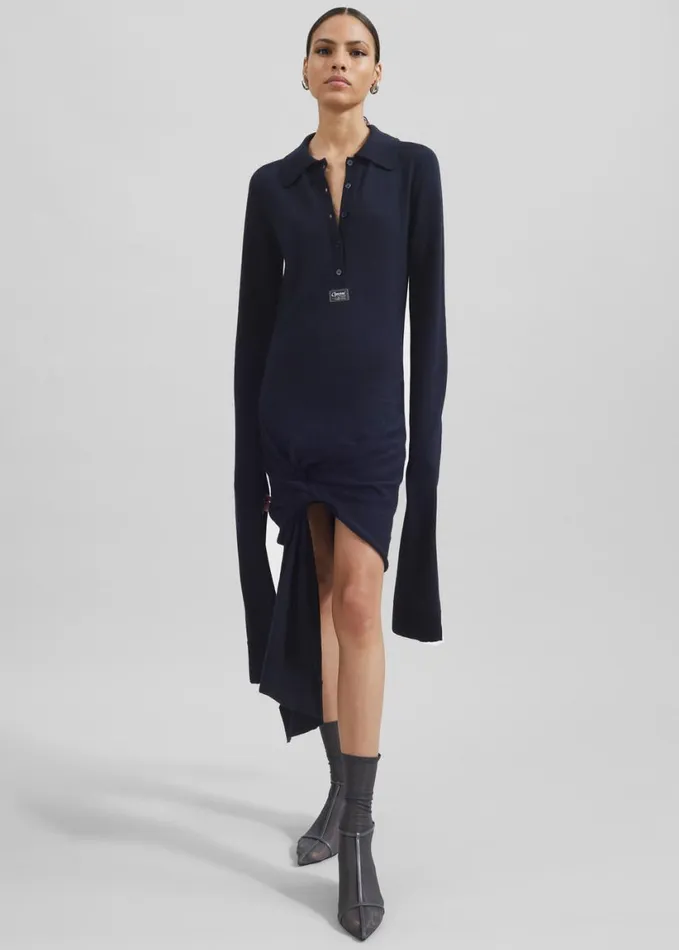 Clothing Women The Frankie Shop Coperni Knotted Sleeved Dress 8211 Blue