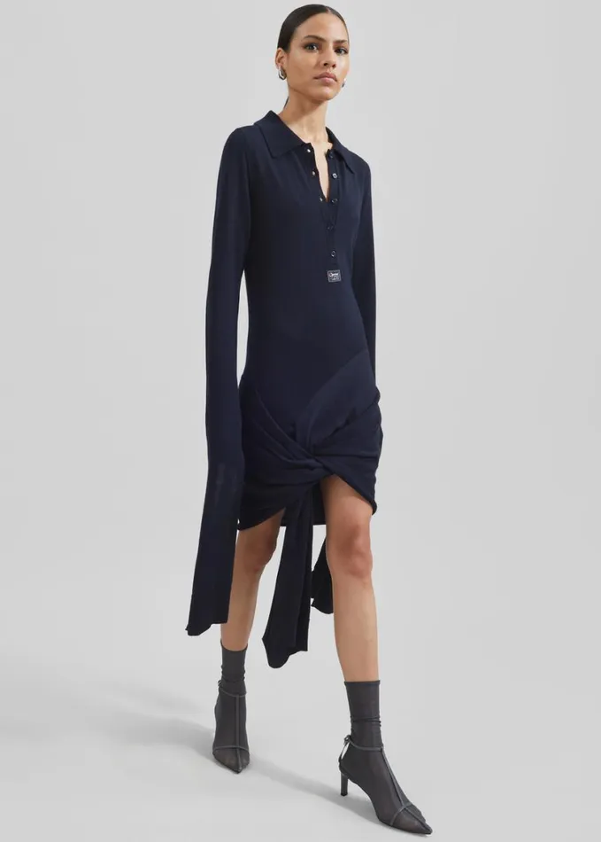 Clothing Women The Frankie Shop Coperni Knotted Sleeved Dress 8211 Blue