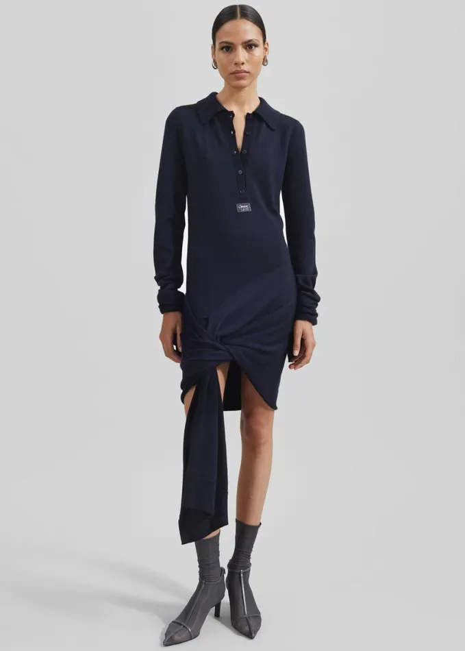 Clothing Women The Frankie Shop Coperni Knotted Sleeved Dress 8211 Blue