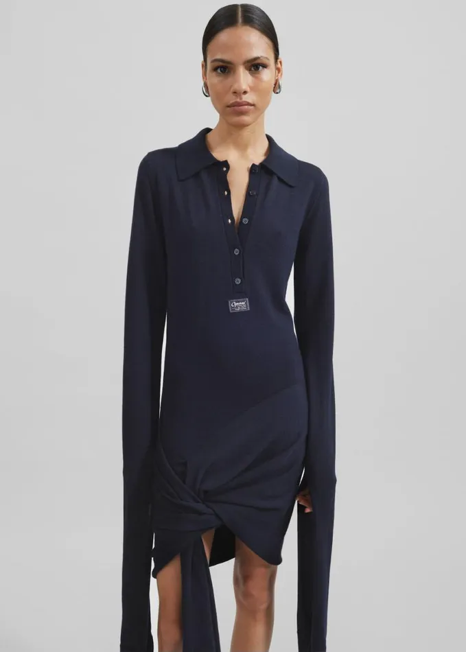 Clothing Women The Frankie Shop Coperni Knotted Sleeved Dress 8211 Blue