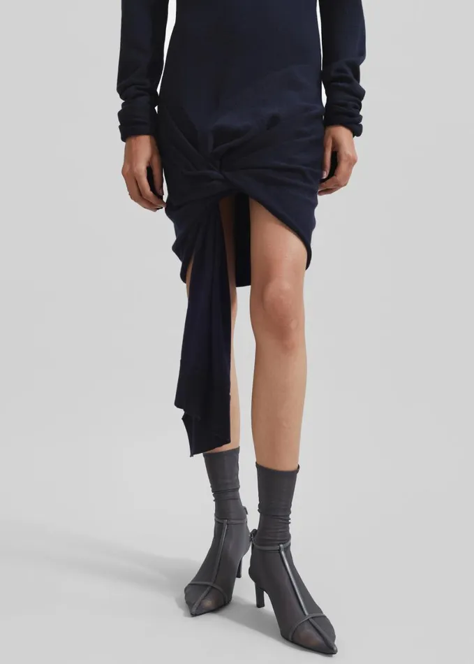 Clothing Women The Frankie Shop Coperni Knotted Sleeved Dress 8211 Blue