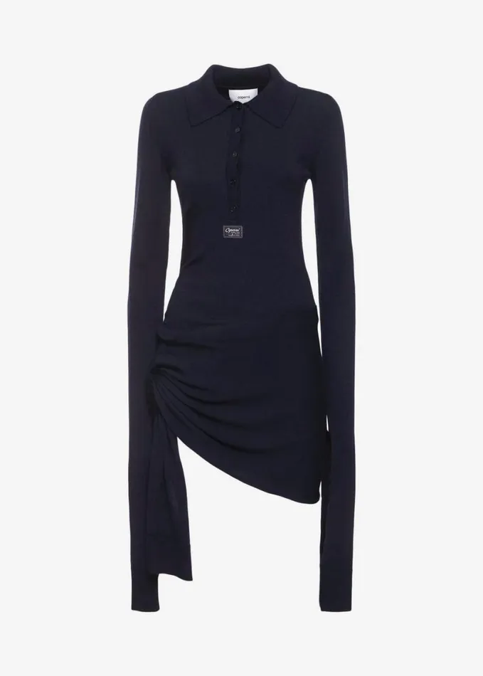 Clothing Women The Frankie Shop Coperni Knotted Sleeved Dress 8211 Blue