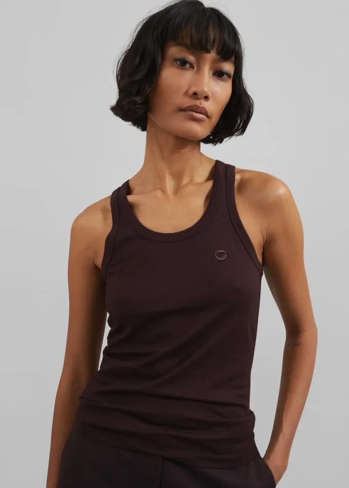 Clothing Women The Frankie Shop Coperni Lightweight Logo Tank Top 8211 Brown