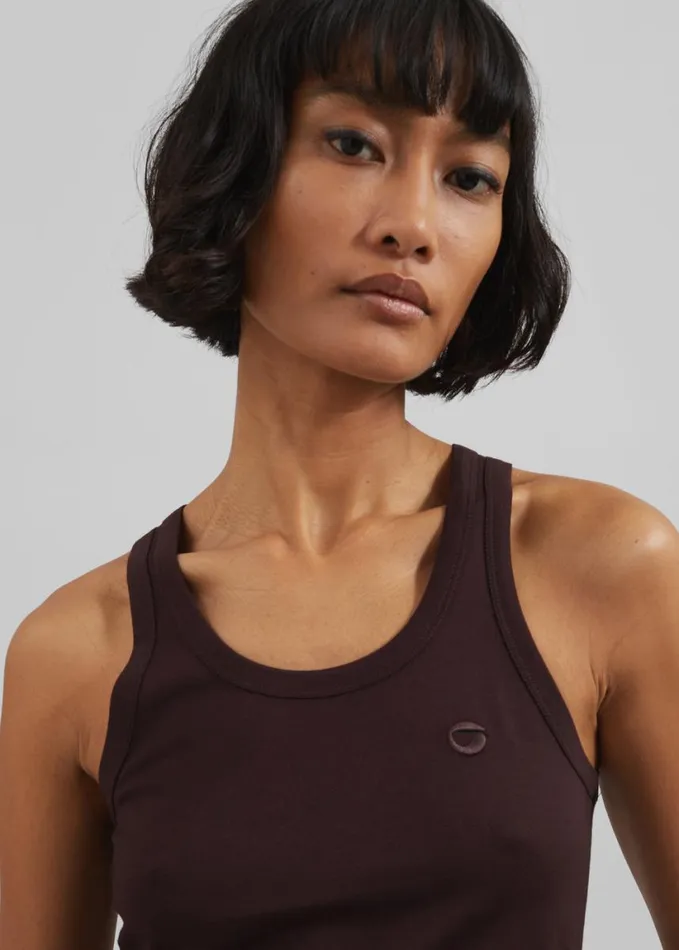 Clothing Women The Frankie Shop Coperni Lightweight Logo Tank Top 8211 Brown