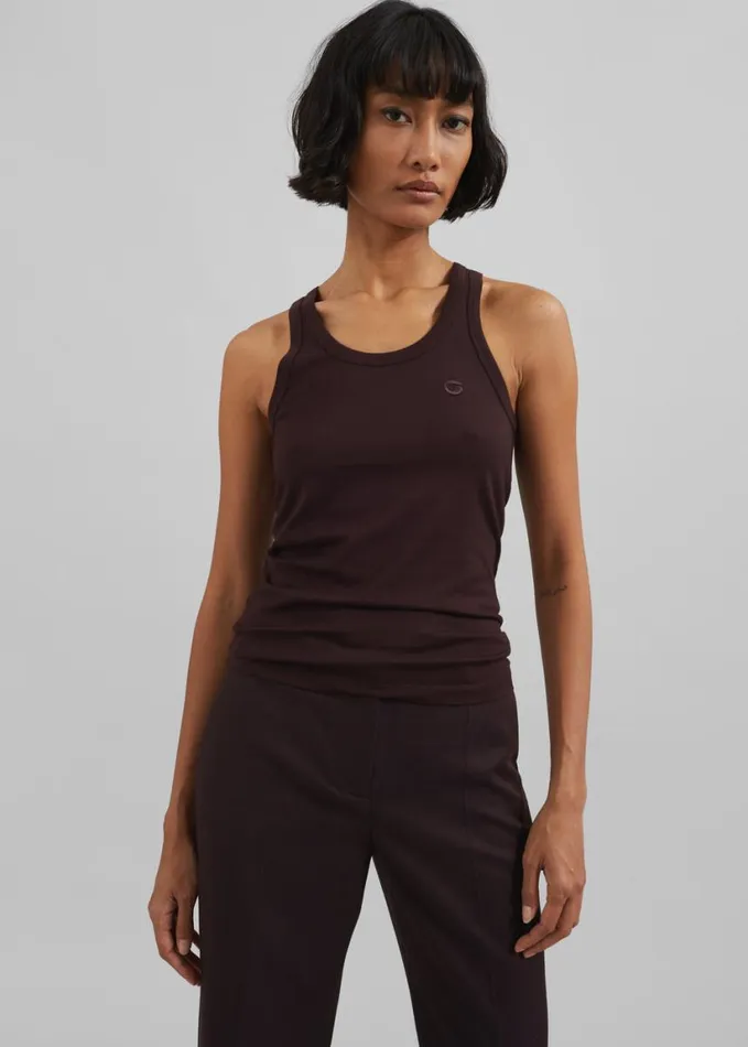 Clothing Women The Frankie Shop Coperni Lightweight Logo Tank Top 8211 Brown