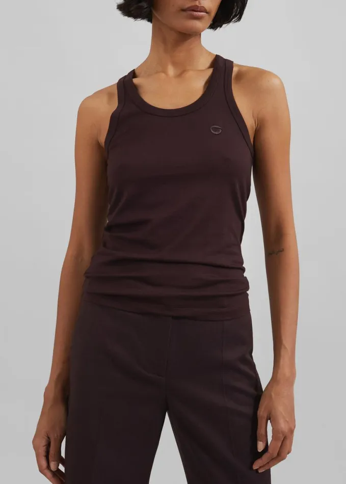 Clothing Women The Frankie Shop Coperni Lightweight Logo Tank Top 8211 Brown
