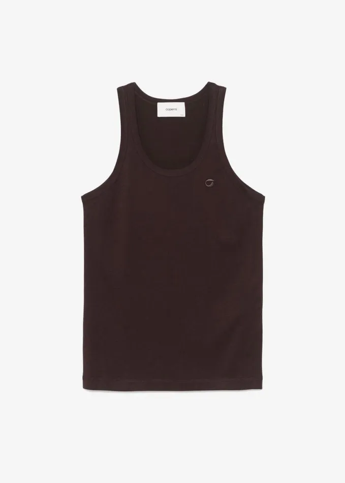 Clothing Women The Frankie Shop Coperni Lightweight Logo Tank Top 8211 Brown