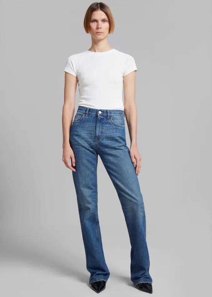 Clothing Women The Frankie Shop Coperni Straight Leg Denim Pants 8211 Blue