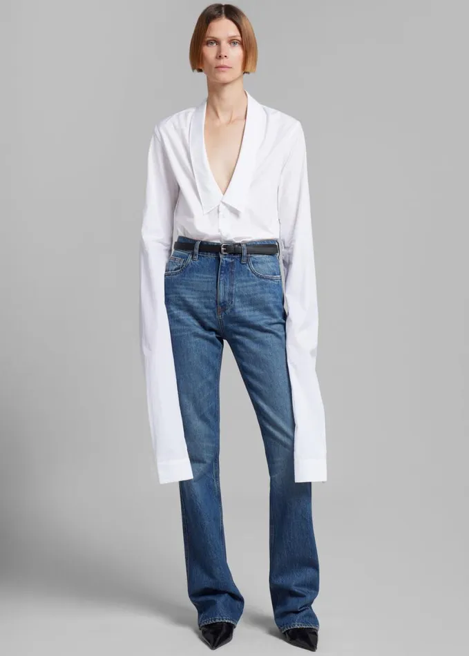 Clothing Women The Frankie Shop Coperni Straight Leg Denim Pants 8211 Blue