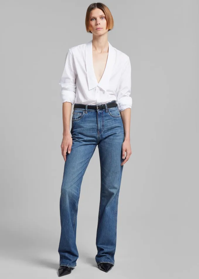 Clothing Women The Frankie Shop Coperni Straight Leg Denim Pants 8211 Blue