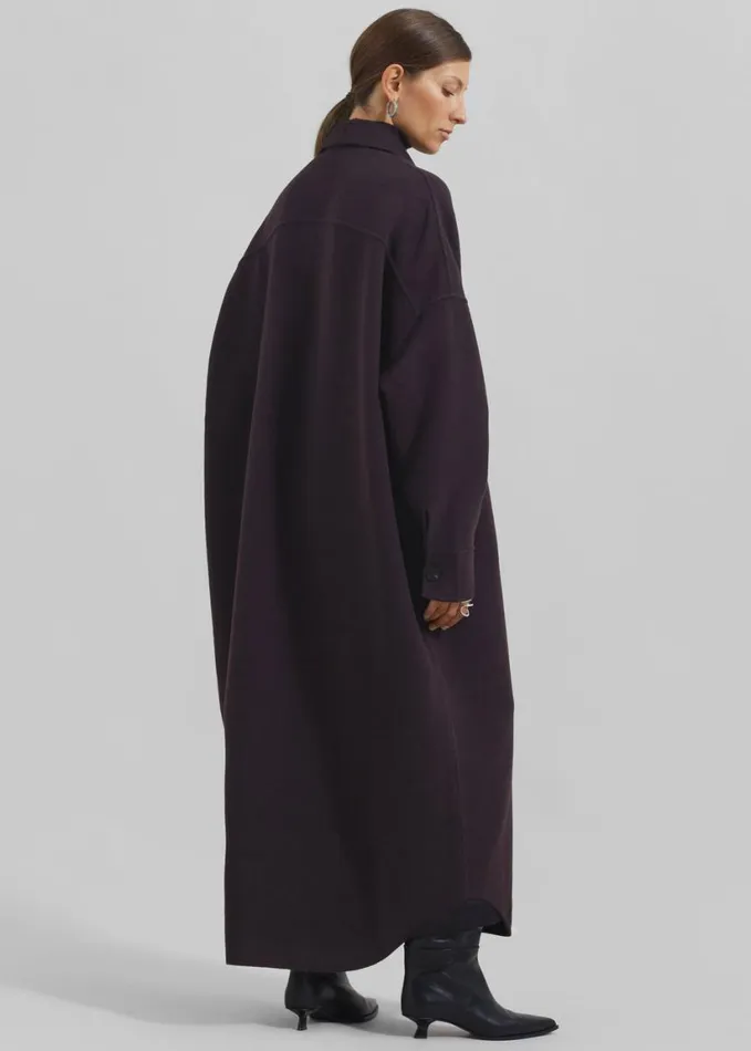 Clothing Women The Frankie Shop Dallas Wool Overcoat 8211 Dark Plum