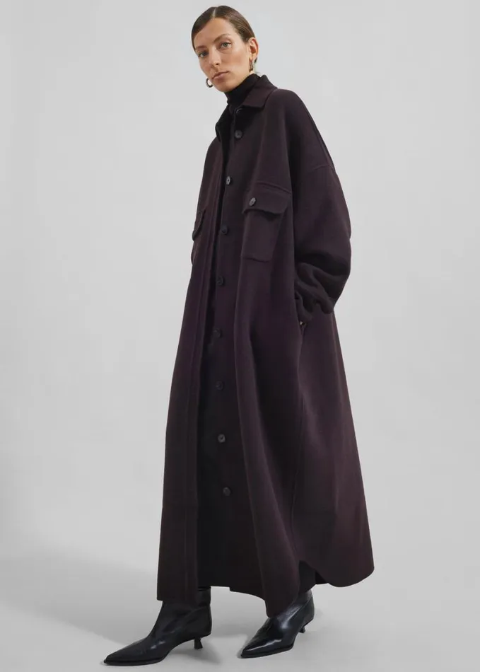 Clothing Women The Frankie Shop Dallas Wool Overcoat 8211 Dark Plum