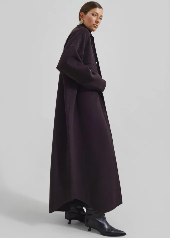 Clothing Women The Frankie Shop Dallas Wool Overcoat 8211 Dark Plum