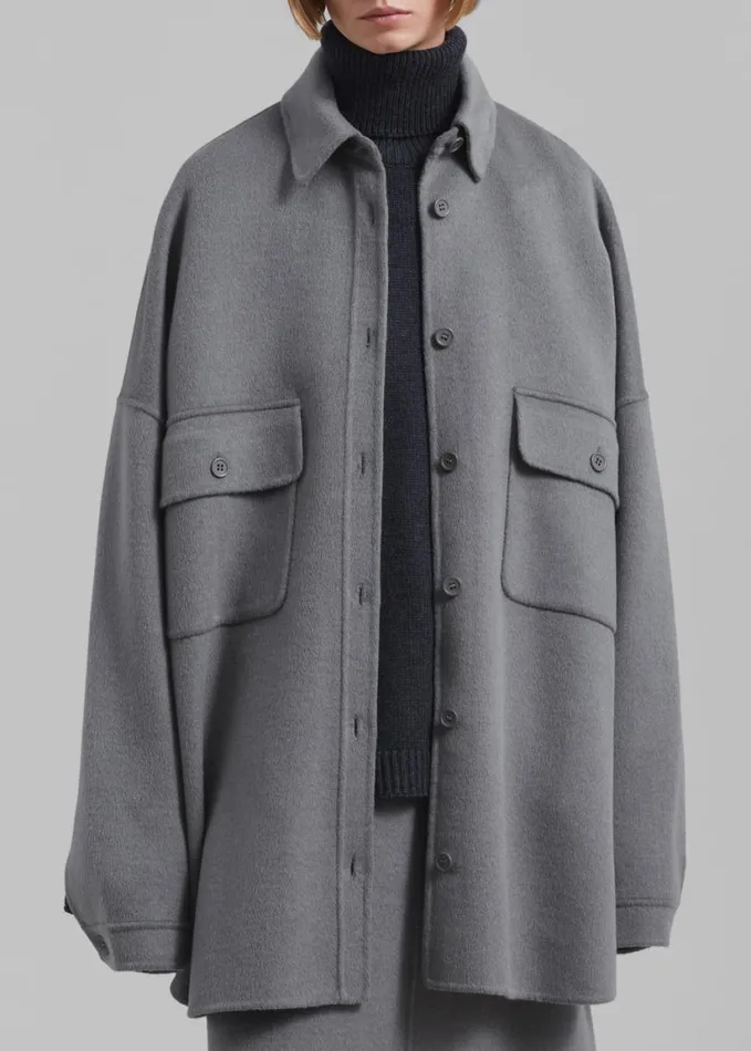 Clothing Women The Frankie Shop Dallas Wool Overshirt 8211 Grey