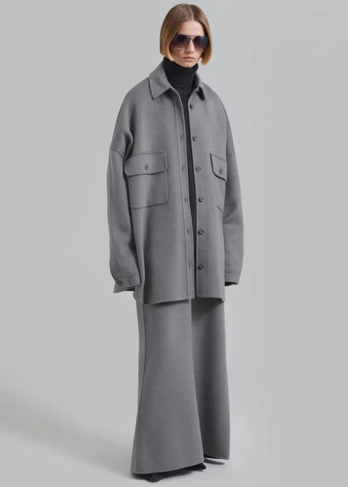 Clothing Women The Frankie Shop Dallas Wool Overshirt 8211 Grey