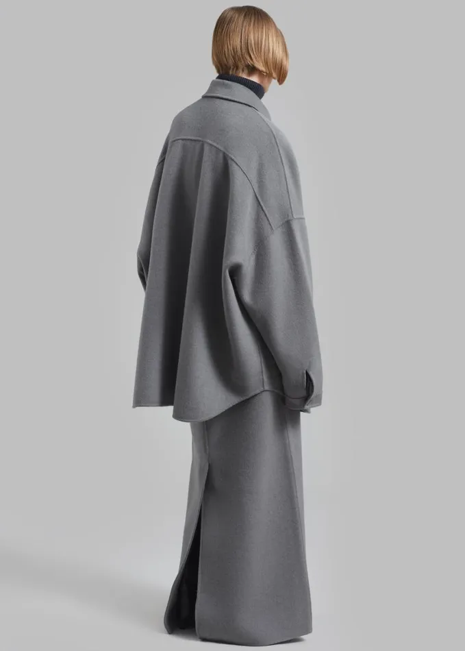 Clothing Women The Frankie Shop Dallas Wool Overshirt 8211 Grey