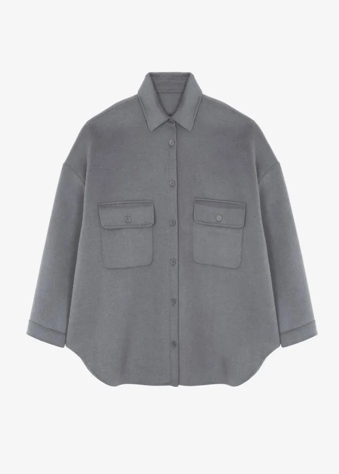 Clothing Women The Frankie Shop Dallas Wool Overshirt 8211 Grey