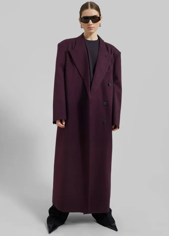 Clothing Women The Frankie Shop Delphina Long Coat 8211 Burgundy