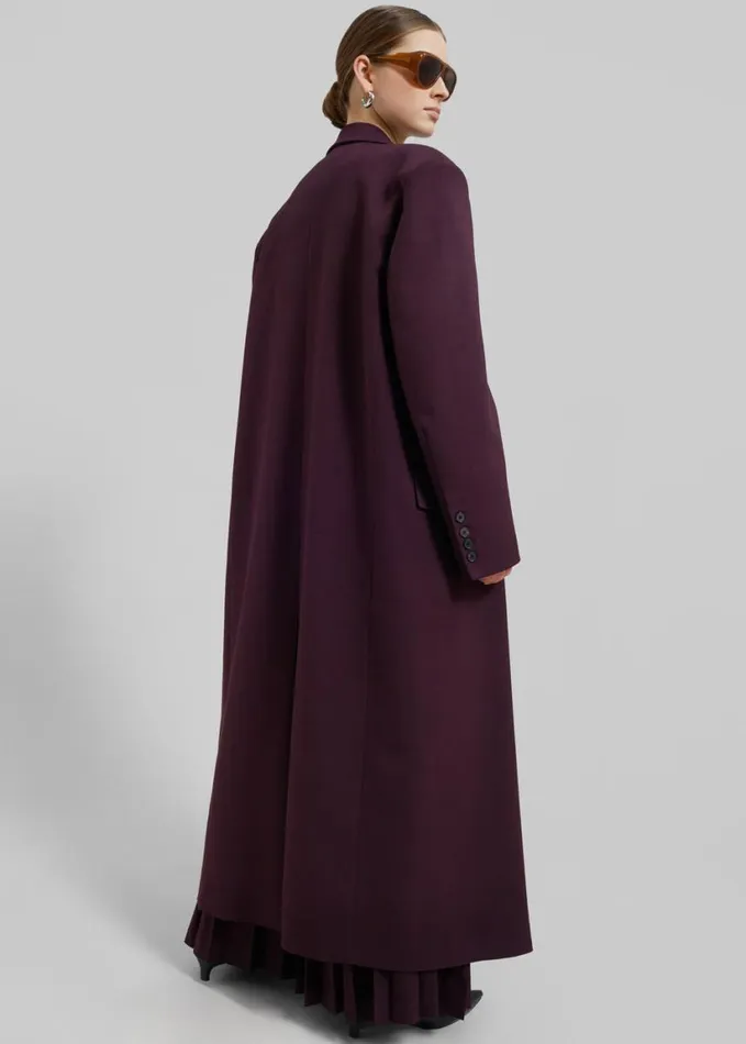 Clothing Women The Frankie Shop Delphina Long Coat 8211 Burgundy